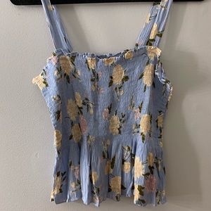 AE SMOCKED FLORAL TANK